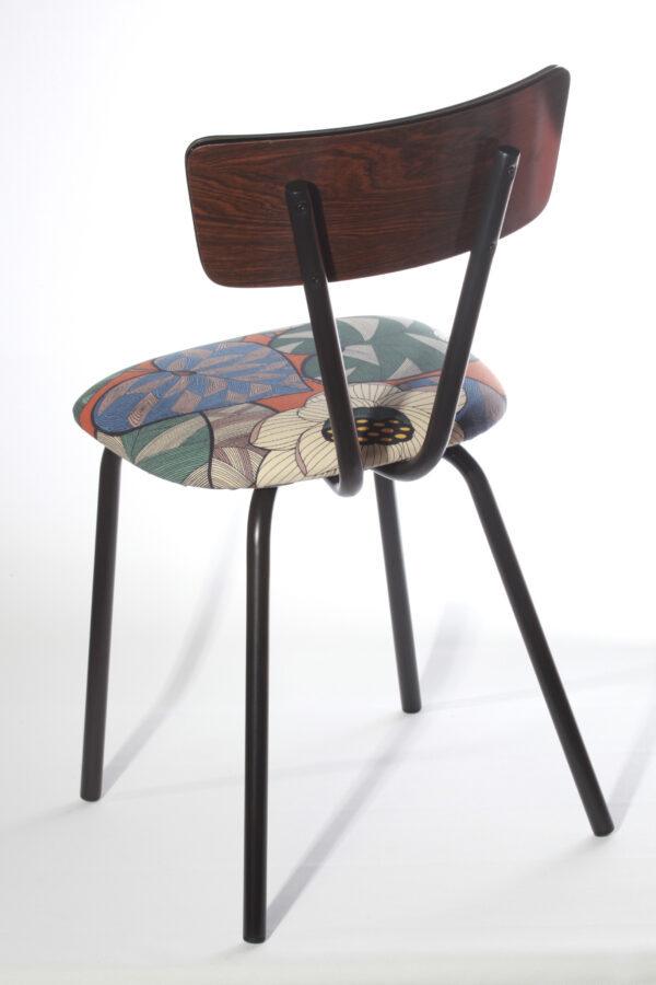 chaise vintage formica unique- création made in belgium- upcycling-peinture et tissu qualité