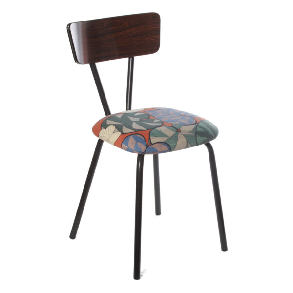 chaise vintage formica unique- création made in belgium- upcycling-peinture et tissu qualité